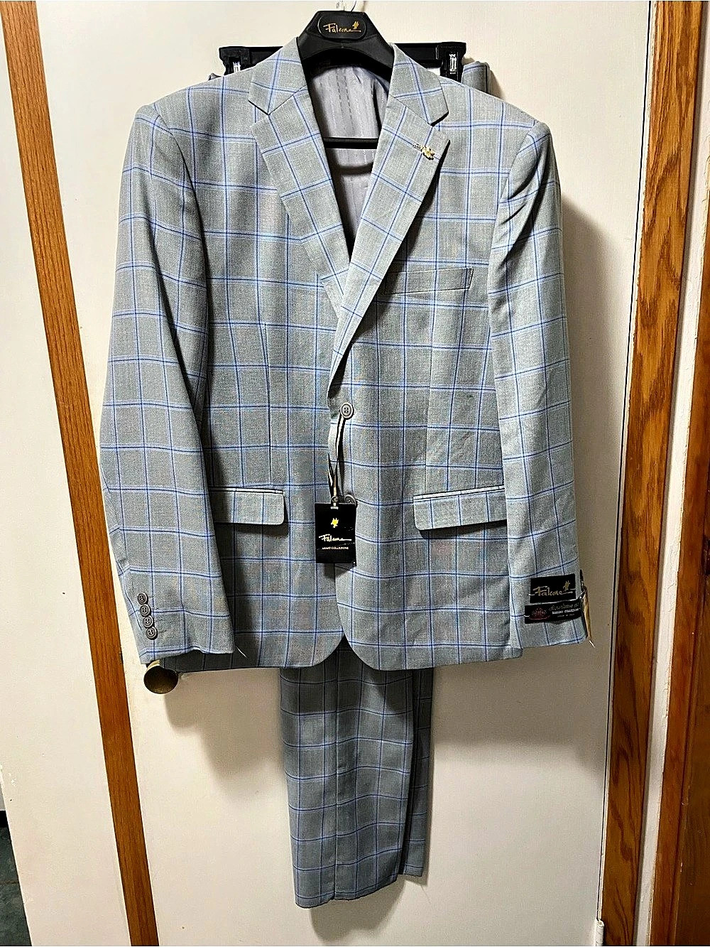 Falcone Superactive 3-Piece Suit Men's Plaid 3-Piece Suit 42R